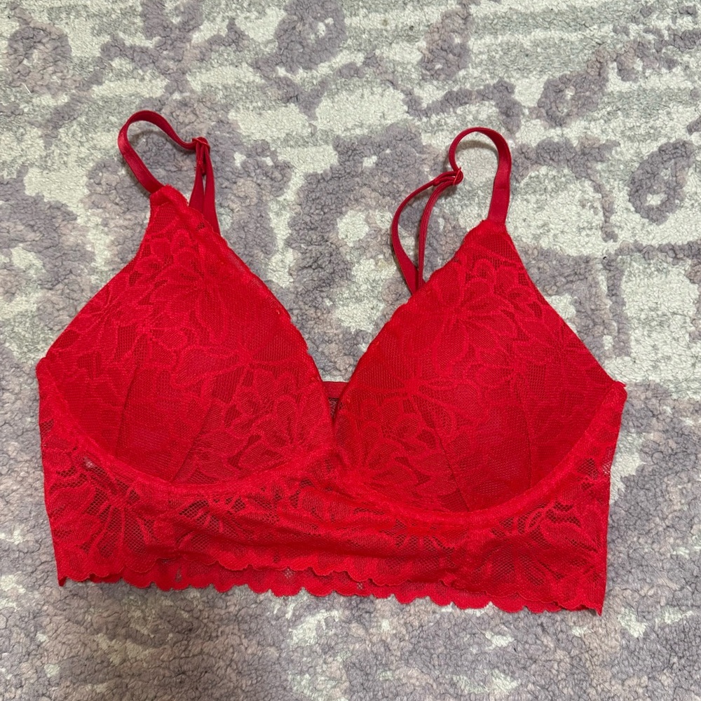NWT Pink/VS Red Lace Bralette Size S